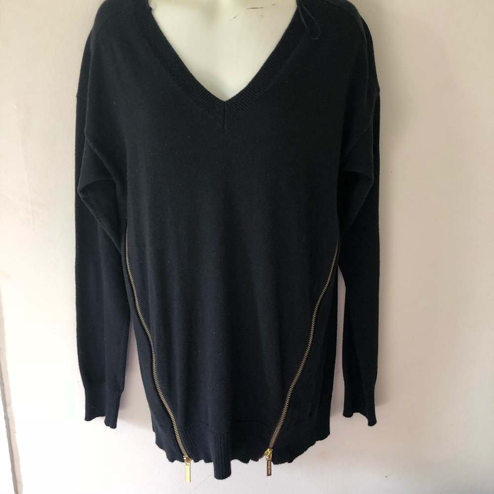 Michael Kors Black sweater with zippers sz small